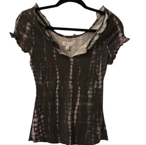 TRUE CRAFT WOMEN'S JUNIOR SHORT SLEEVE BLACK TIE DYE SUMMER TOP SIZE SMALL